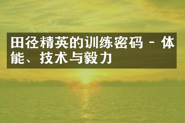 田径精英的训练密码 - 体能、技术与毅力