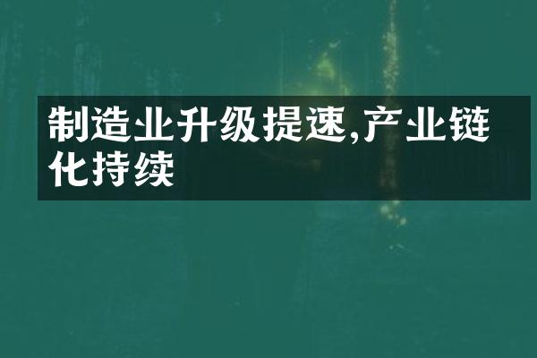 制造业升级提速,产业链优化持续