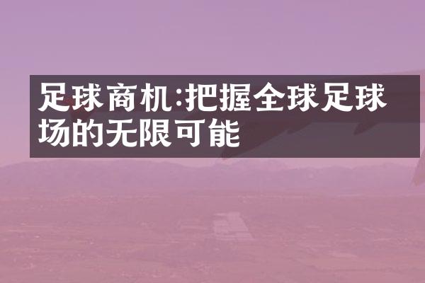 足球商机:把握全球足球市场的无限可能