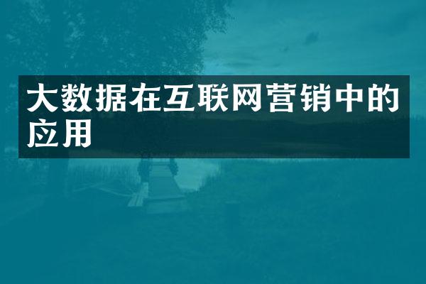 数据在互联网营销中的应用