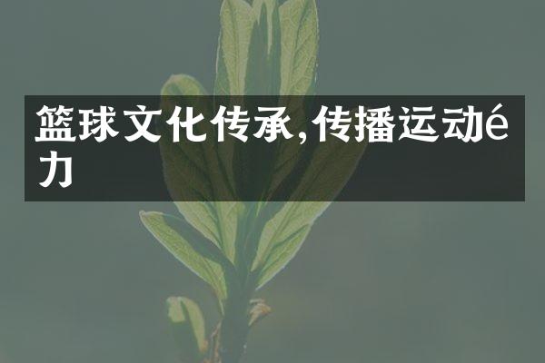 篮球文化传承,传播运动魅力