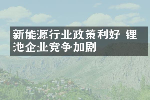 新能源行业政策利好 锂电池企业竞争加剧