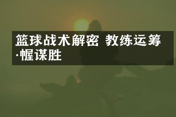 篮球战术解密 教练运筹帷幄谋胜