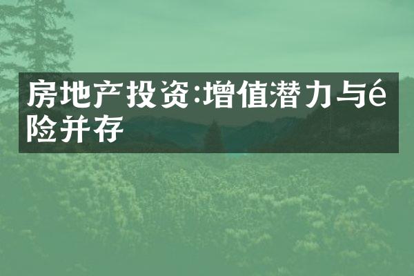 房地产投资:增值潜力与风险并存