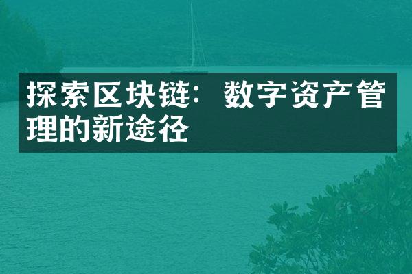 探索区块链：数字资产管理的新途径