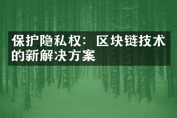 保护隐私权：区块链技术的新解决方案