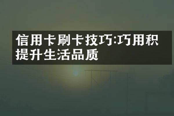 信用卡刷卡技巧:巧用积分提升生活品质