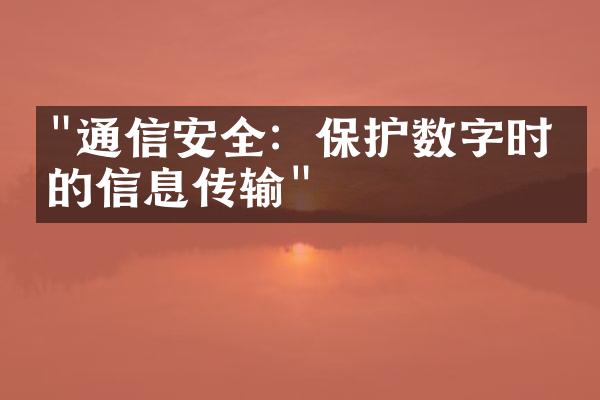 "通信安全：保护数字时代的信息传输"