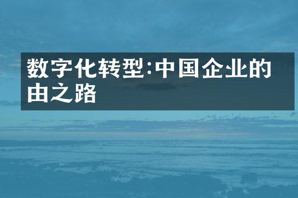 数字化转型:中国企业的必由之路