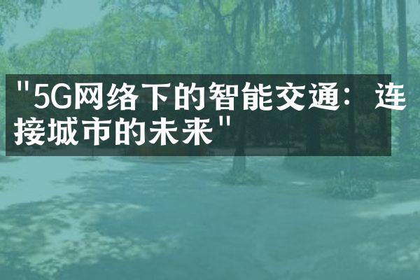 "5G网络下的智能交通：连接城市的未来"