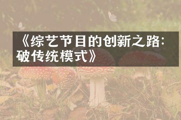 《综艺节目的创新之路:突破传统模式》