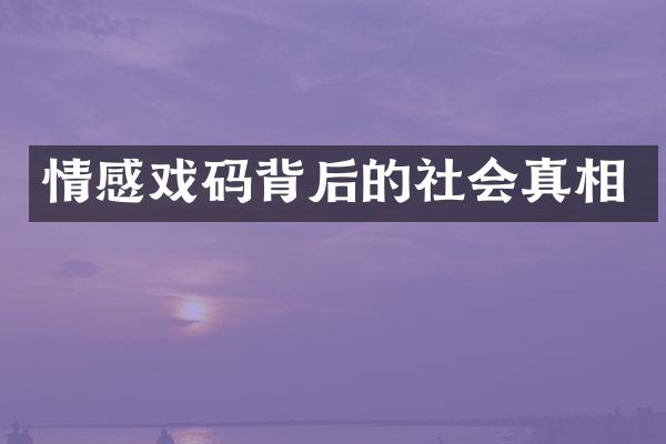 情感戏码背后的社会真相