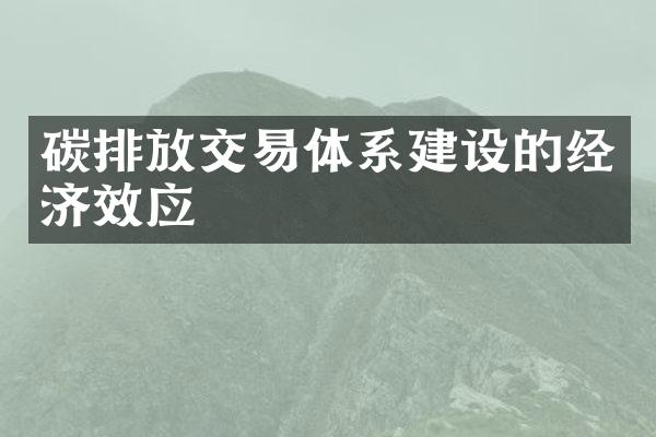 碳排放交易体系建设的经济效应