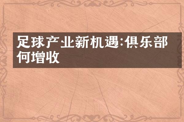 足球产业新机遇:俱乐部如何增收