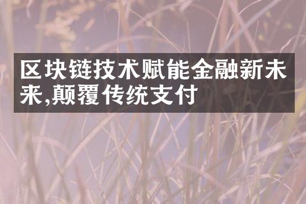 区块链技术赋能金融新未来,颠覆传统支付