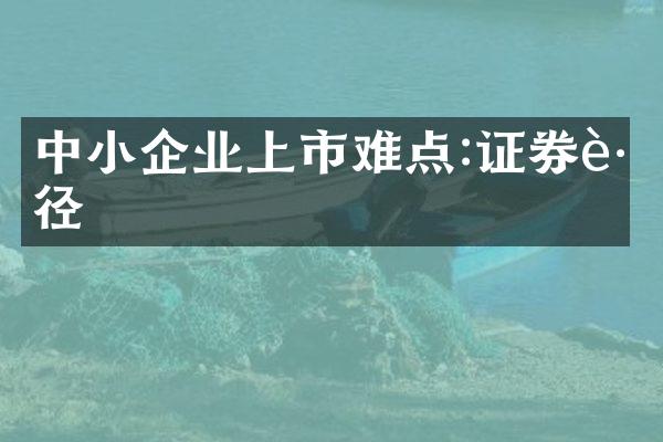 中小企业上市难点:证券路径