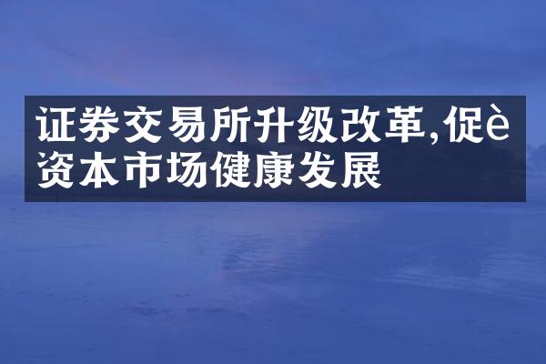 证券交易所升级改革,促进资本市场健康发展