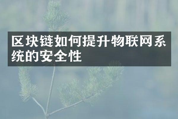 区块链如何提升物联网系统的安全性