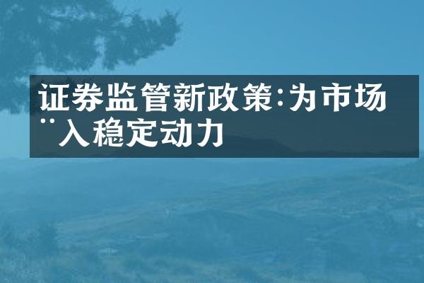 证券监管新政策:为市场注入稳定动力