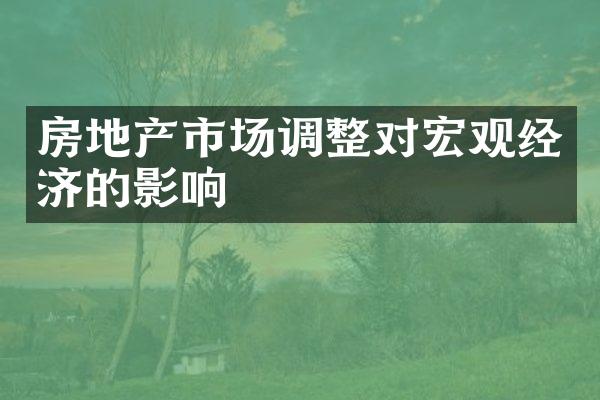 房地产市场调整对宏观经济的影响