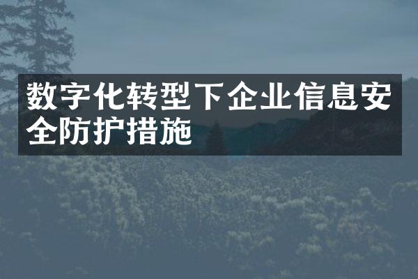 数字化转型下企业信息安全防护措施