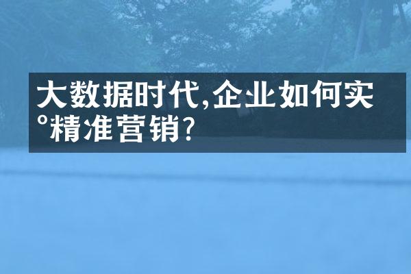 大数据时代,企业如何实现精准营销?