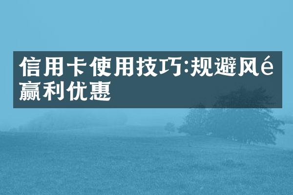 信用卡使用技巧:规避风险赢利优惠