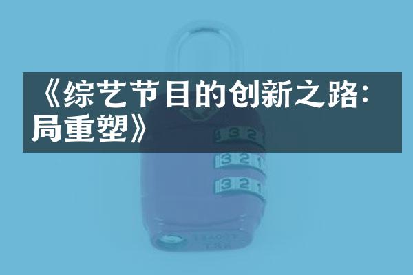 《综艺节目的创新之路:破局重塑》