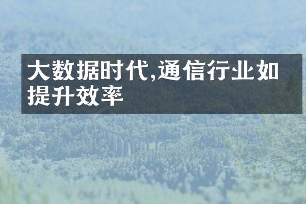 大数据时代,通信行业如何提升效率