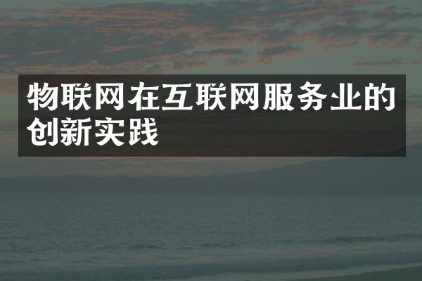 物联网在互联网服务业的创新实践