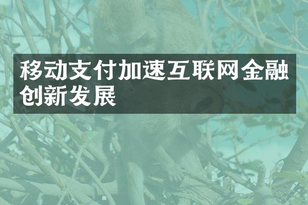 移动支付加速互联网金融创新发展