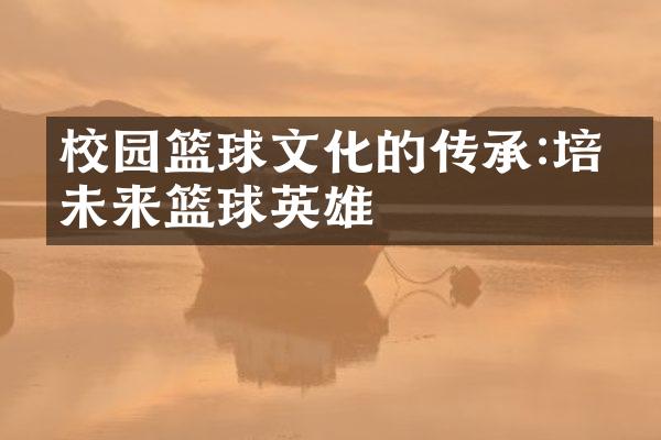 校园篮球文化的传承:培养未来篮球英雄