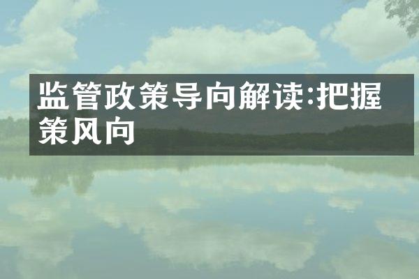 监管政策导向解读:把握政策风向