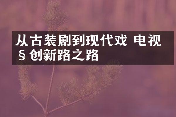 从古装剧到现代戏 电视剧创新路之路