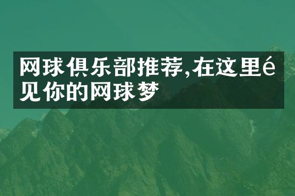 网球俱乐部推荐,在这里遇见你的网球梦