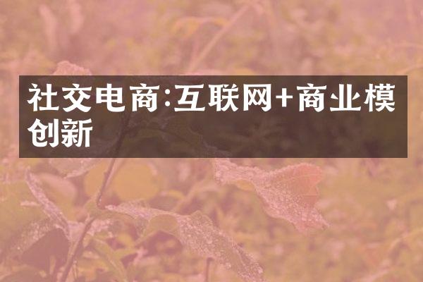 社交电商:互联网+商业模式创新