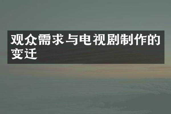 观众需求与电视剧制作的变迁