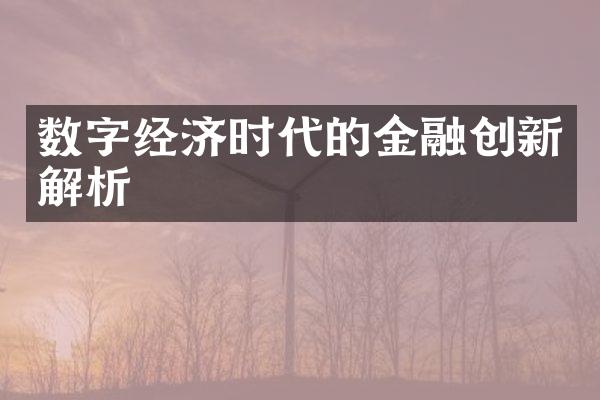 数字经济时代的金融创新解析