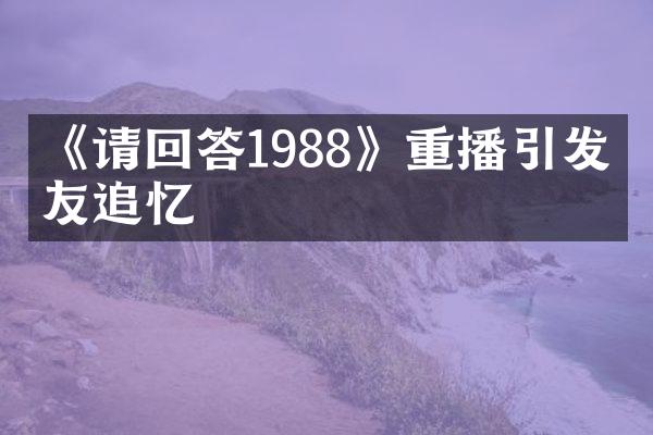 《请回答1988》重播引发网友追忆