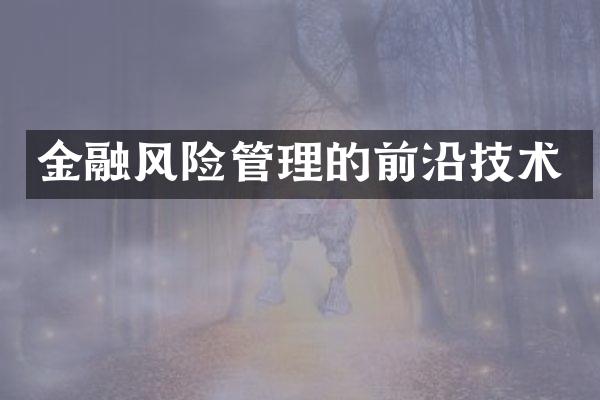 金融风险管理的前沿技术