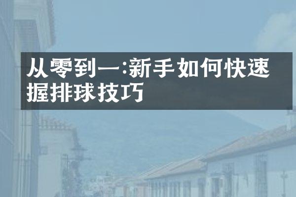 从零到一:新手如何快速掌握排球技巧