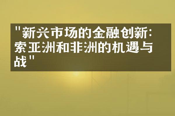 "新兴市场的金融创新：探索亚洲和非洲的机遇与挑战"