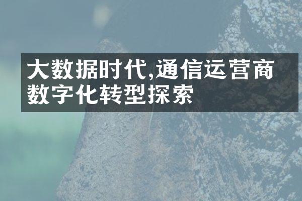 大数据时代,通信运营商的数字化转型探索