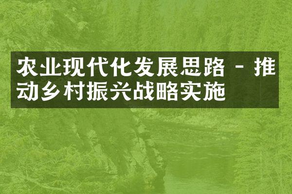 农业现代化发展思路 - 推动乡村振兴战略实施