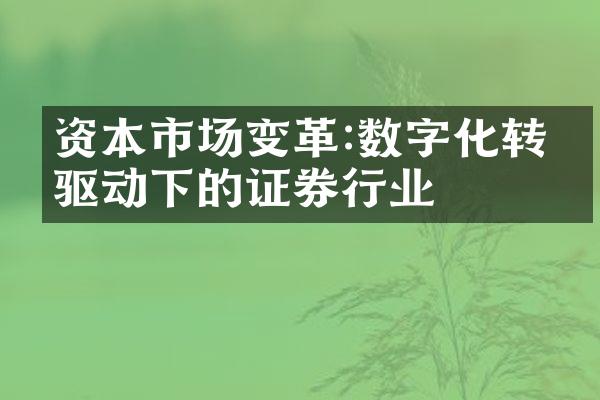 资本市场变革:数字化转型驱动下的证券行业