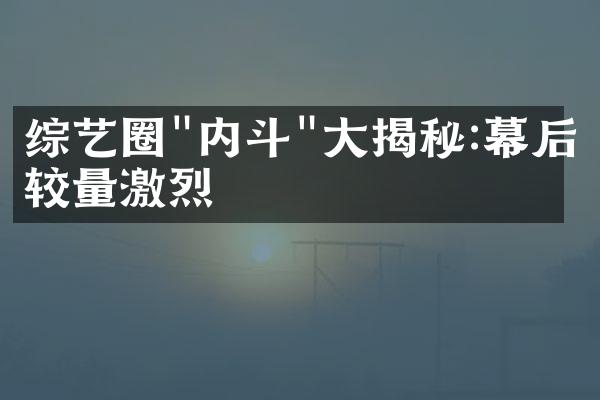 综艺圈"内斗"大揭秘:幕后较量激烈