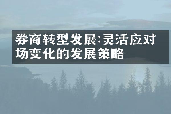 券商转型发展:灵活应对市场变化的发展策略