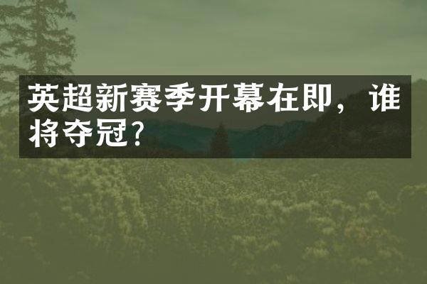 英超新赛季开幕在即，谁将夺冠?