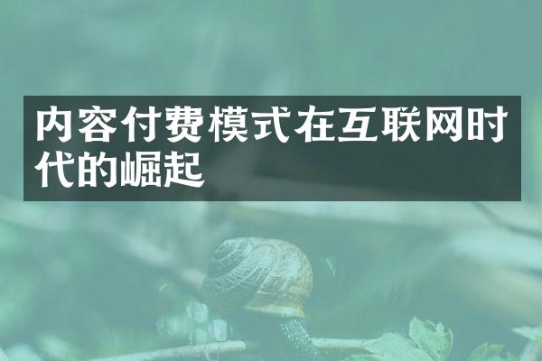 内容付费模式在互联网时代的崛起