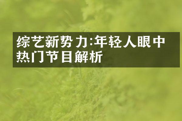 综艺新势力:年轻人眼中的热门节目解析